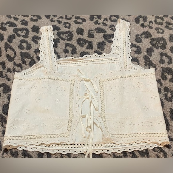 Abercrombie Linen Blend Tie-Back Square Neck Top - Picture 4 of 5